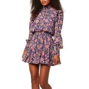 Misa Los Angeles Gianna Dress in Falaise Floral in Navy & Pink